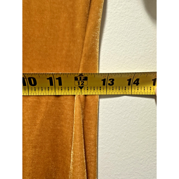 Shein Women’s Large Gold Velvet Bodycon Midi Dress Short Sleeve Stretch Back Zip - Picture 4 of 8